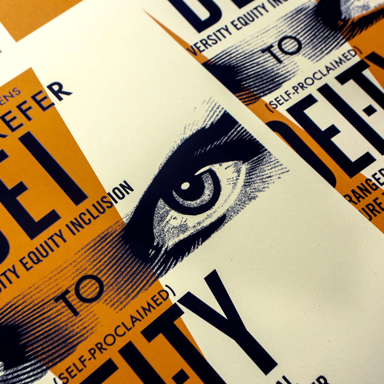 A close-up of a pop art poster with text