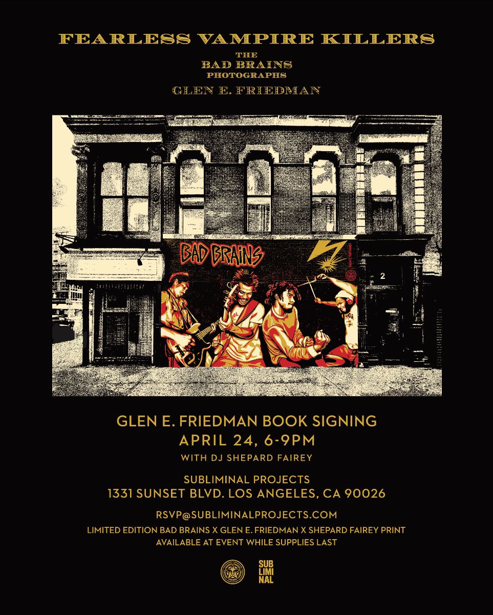 A black poster advertising