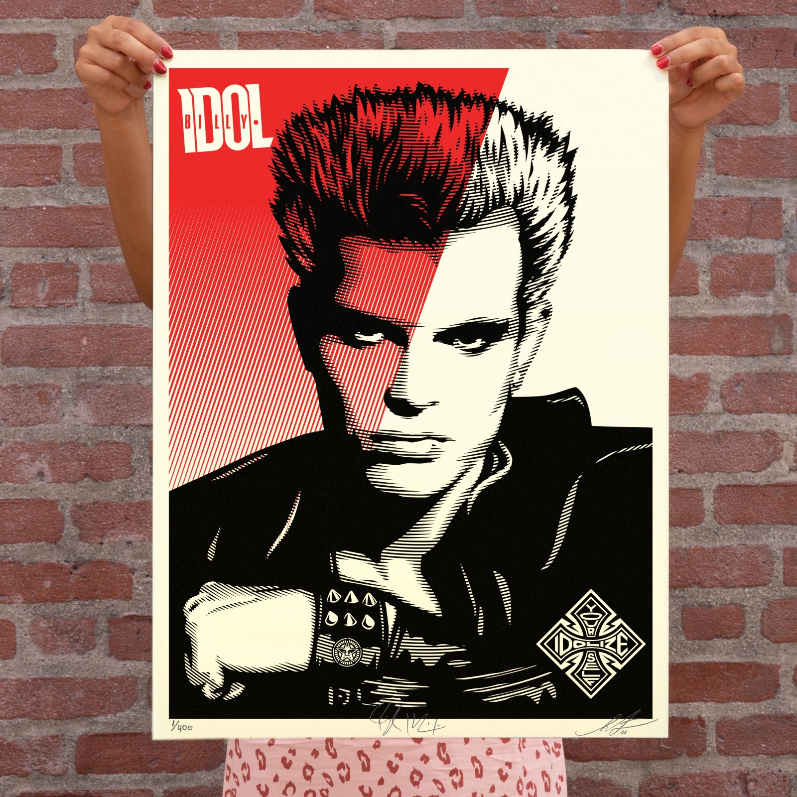 Billy Idol silkscreen print; red and black; Idol text.